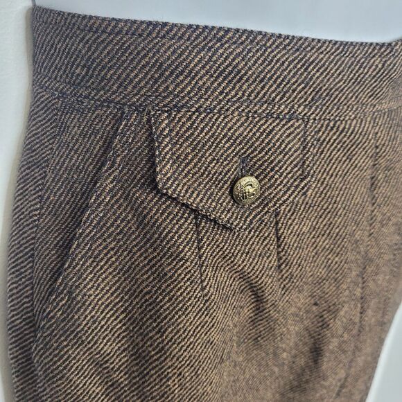 VINTAGE 80s brown skirt pinstripe wool button up pencil M‎ - Picture 3 of 11